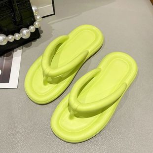 Summer New Couple Korean Fashionable Fashionable Home Beach Shit Feeling Thickened Clip-Finger Flip-Flops Women's Soft Bottom