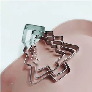 Christmas tree stainless steel biscuit mold 3-piece cookie baking suit Christmas biscuit cutting cake baking mold