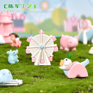 New playground micro landscape gardening DIY cake decoration accessories Ferris wheel slide Trojan resin ornaments