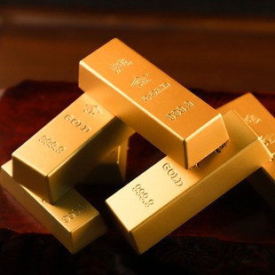 Solid gold placer gold bar gold plated desktop ornaments simulation gold brick creative gifts home small ornaments shooting props