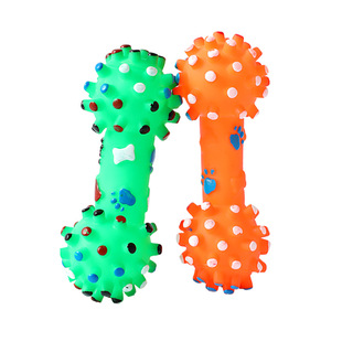 Vinyl sounding big Thorn dumbbell 16.5cm leather panning pet dog dog bone grinding teeth cleaning training dog toy