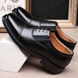 Cross-border Leather Shoes Men's New Business Dress Casual Four Seasons Breathable Men's British Korean Style Round Toe Groom Wedding Shoes