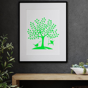 16 bird tree hollow painting template children student hand-painted DIY pattern copy graffiti auxiliary tool