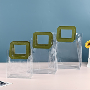 Green Portable Wedding Wedding Candy Plastic Packaging Bag PVC Accompanying Gift Bag Gift Square Small Bag