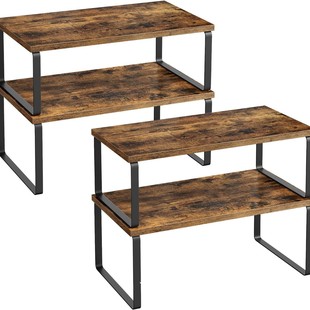 Cross-border Bamboo Iron Storage Rack Kitchen Condiment Sundries Storage Rack Two-layer Wooden Storage Rack