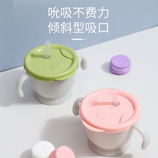 Training Suction Cup Children's Drinking Cup with Double Handle Water Cup Baby Drinking Cup Double Color Suction Cup in stock Wholesale