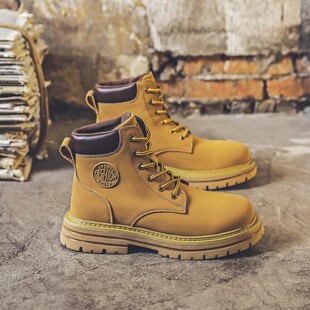 Martin Boots Men's Workwear Boots 2024 New Winter fleece-lined Boots Men's Rhubarb Boots High-top Men's
