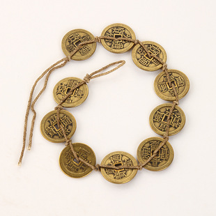 Factory wholesale brass thickened five emperor money ten emperor money spend hemp rope pendant thickened 2.5cm 2.8cm