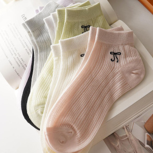 Summer socks women's short socks thin bow socks breathable sweat-absorbent socks sweet Japanese socks Zhuji wholesale generation