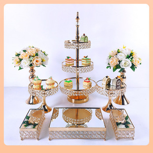 14Y Crystal Dessert Table Exhibition Stand Ornaments Cake Dessert Shelf Wedding Cosmetics Storage Tray Display Rack