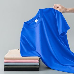 Тяжелые хлопковые футболки для мужчин и женщин с короткими рукавами летом сплошной цвет одежды с круглым вырезом