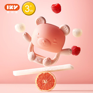 IKV bear teether baby teether stick toy anti-eating hand artifact baby bite glue for more than six months