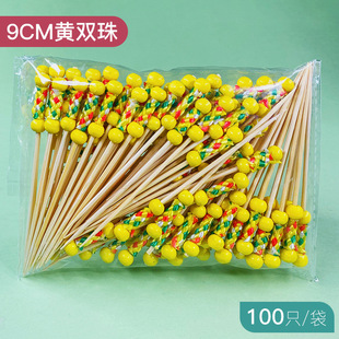 Disposable fruit stick bamboo stick flower stick fruit fork creative art toothpick cocktail sign hamburger sign fruit plug commercial