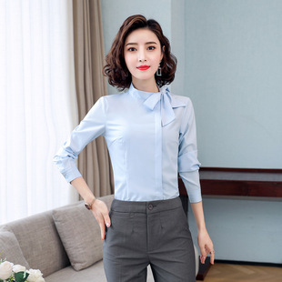 V-Neck White Shirt Women Autumn and Winter New Career Commuter Elegant Long-Sleeved Shirt Small Shirt Inner Base Top