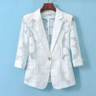 UNMUN Lace Small Suit Jacket Women's Outfit Fashionable Summer Lightweight Seven-point Sleeve Small Suit Sunscreen Shirt