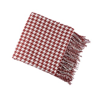 ins Sofa Blanket Cover Blanket Houndstooth Tassel Wool Blanket Summer Thin Blanket Air-conditioning Blanket Bay Window Blanket Nap Blanket