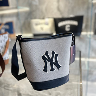 MLB Canvas Bucket Bag Classic Retro Old Flower Letter Embroidered Crossbody Bucket Bag All-Match Simple Shoulder Crossbody Bucket Bag