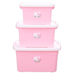 Girl's Cute Portable Storage Box Cartoon Fitting Box Plastic Clothes Storage Box Children's Dormitory Large Capacity
