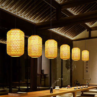 Lantern Bamboo Art Chandelier Bar Counter Homestay Tea Room Hot Pot Restaurant Hotel Simple Japanese Restaurant Bamboo Restaurant Lamps