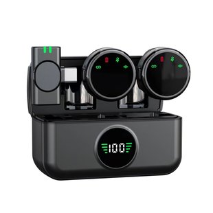 Wireless Absorption Microphone Dual Omni-directional Capacitive Collar Microphone Noise Reduction for Video Recording
