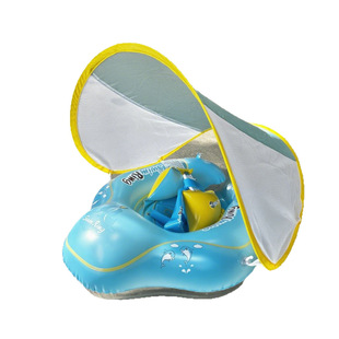 Children's Lie Ring with Canopy Baby Swimming Ring PVC Inflatable Canopy Swimming Ring Water Play Sun Protection Life Buoy
