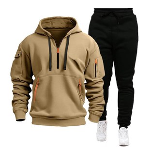 Cross-border Spring and Autumn Men's Sports Sweater suit Zipper Hoodie Sportswear suit Sweater Sweater Pants Two-piece Set