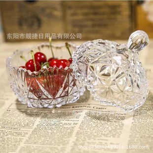 Candy Cup Candy Jar Домашняя приправа Чайная стеклянная банка Ватный тампон Зубочистка Стеклянный ящик для хранения с крышкой Баночка для хранения