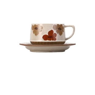 Commercial coffee cup suit vintage cup latte cup simple flower milk tea cup Japanese ceramic cup saucer wholesale