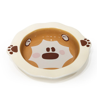 Animal Series Cat Bowl Ceramic Large Diameter Cat Bowl Anti-Black Chin Pet Eatware Cat Drinking Non-Slip Cat Basin