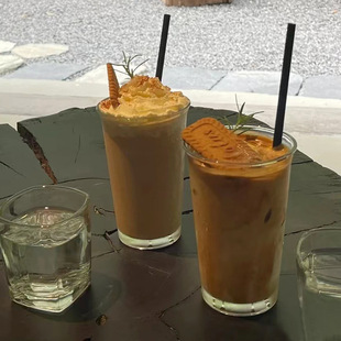 South Korea ins large capacity transparent glass cup coffee cold drink cup simple household water Cup bubble water cup juice cup