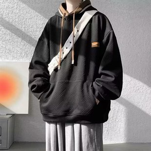 American Style High Street Sweatshirt Men's Spring and Autumn Fashion Brand High-end Sense plus size Loose Casual Hooded Heavy Boys' Jacket