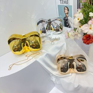 Cross-border New Creative Personalized Chest Acrylic Bag Shaped Bag Clutch Bag Evening Bag Gold and Silver in stock