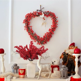 Hot Christmas Red Fruit Simulation Holly Red Fruit Christmas Decoration Acacia Fruit Red Fruit Red Fruit Branches New Style Garment