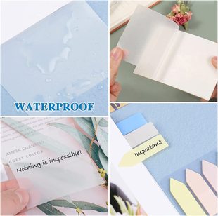 Transparent Post-it Notes 6 and Morandi Color Index Sticker Arrows 2 Cards Flat Head 2 Cards Combination Learning Notes suit