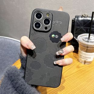 Suitable for Apple 14Pro mobile phone case iPhone15 protective case wrist strap 13ProNice smiley face flower men and women