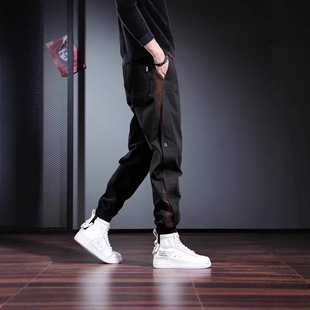 Trendy Brand Grey Tooling Pants Men's Loose Leg Leg Casual Pants Spring and Autumn Design Sense Niche Personality Trouser Harem Pants