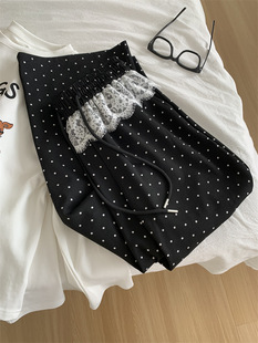 Fashionable Retro Lace Stitching High Waist Straight Pants Women's Slim Look Wide Leg Casual Pants 2025 Spring and Autumn Trendy