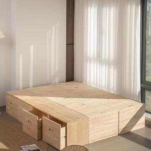 W ~ Tatami Wooden Box Splicing Bed Solid Wood Storage Box Splicing Bed Box Mortise and Tenon Storage Box Bedside Extension Cabinet New
