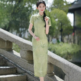 Cheongsam новый 2024 женский летний премиальный смысл новый китайский стиль