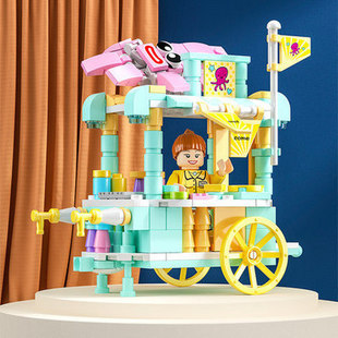 Compatible with Lego Building Blocks Girl Mini Street View snack street puzzle assembled small particles building blocks toy birthday gift