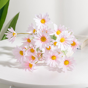 Factory direct supply chamomile artificial flower 5 fork 5 small wrinkled chrysanthemum artificial flower dried flower wild chrysanthemum flower silk flower decorative flower photography