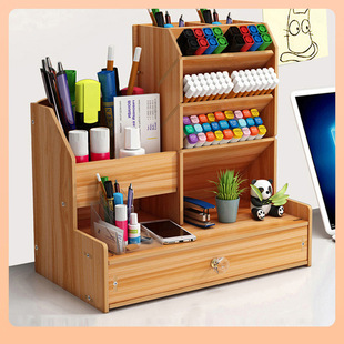 ✷ Wooden Oblique Pen Holder Stationery Storage Box Desk Organizer Student Dormitory Ornaments Storage Pen Holder