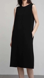 TR ROW New Style Minimale Elegant Commuter Back Swing Straight Sleeveless Dress Mid-length