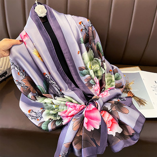 Vintage Printing Fashion Long Silk Women's All-match Air Conditioning Scarf Temperament All-match Neck Protection All-match Scarf Silk Scarf