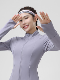 Nude Yoga Jacket New Tight Stand Collar Zipper Finger Cuff Pocket Yoga Wear Slimming Sports Training Fitness Wear