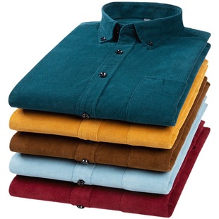 2021 autumn large size cotton shirt men's young and middle-aged long sleeve corduroy retro old age shirt wholesale generation