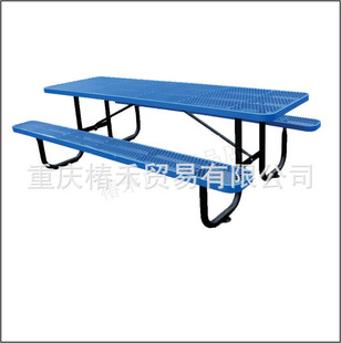 Hot dip steel picnic table garden courtyard community school square park outdoor open-air metal leisure tables and chairs