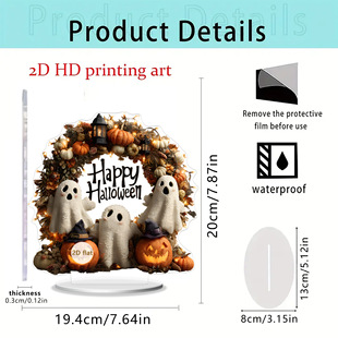 Popular Halloween White Ghost Happy Holiday Garland 2D Acrylic Desktop Ornament Holiday Decoration Set