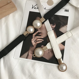 Korean-style Stretch Beaded Pearl Belt Women's Dress Sweater Decorative Waist Cover Fashionable All-match Vintage