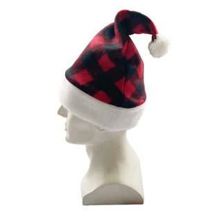 Christmas Hot Selling Decorations Red Black Plaid Hat Cross Border Santa Claus Hat Plaid Adult Children's Hat Christmas Hat